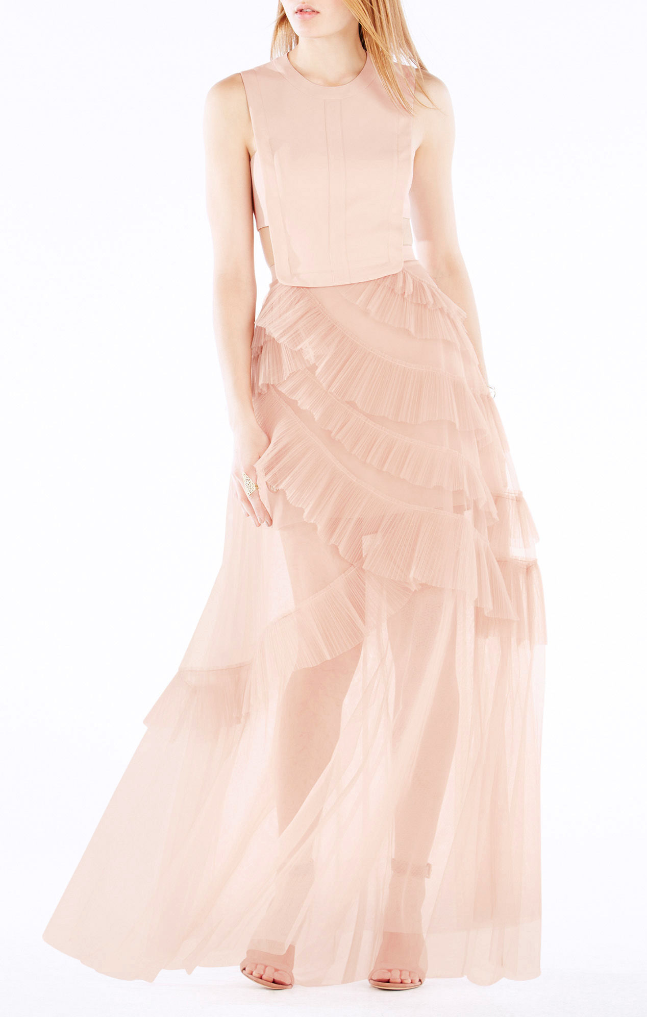 bcbg pink tulle dress